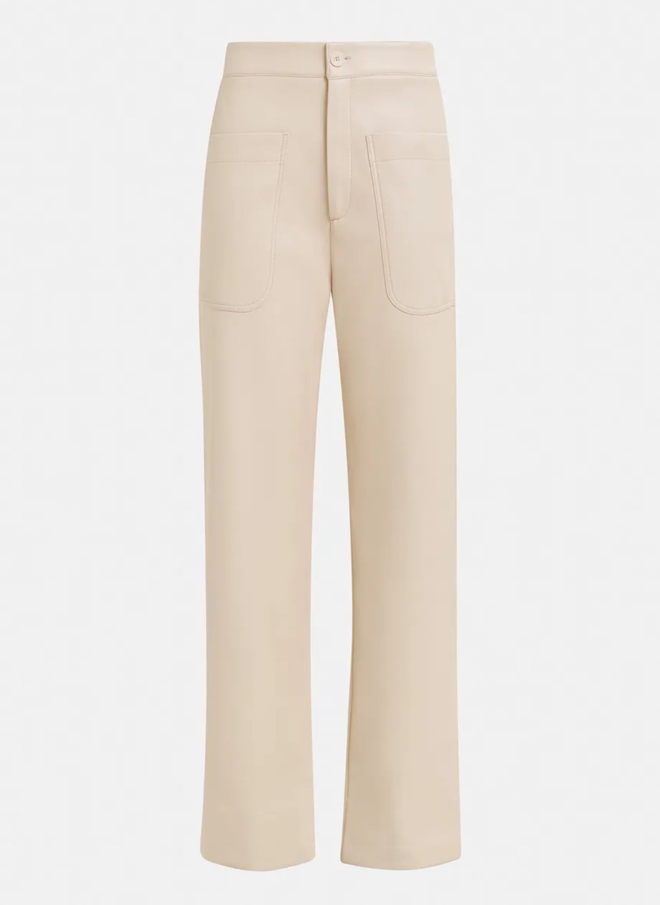 Essentiel Antwerp Faux Leather Straight Leg Pants - Ecru