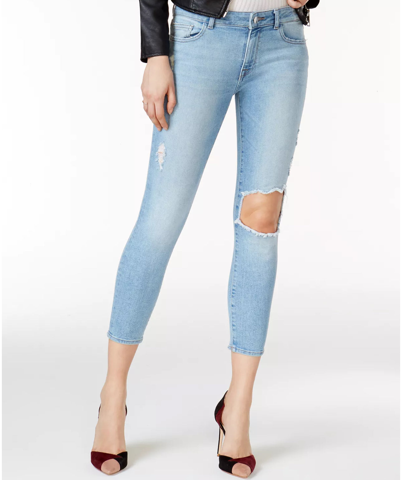 DL1961 Florence Crop Mid Rise Instascuplt Skinny Ripped Jeans - Clifton