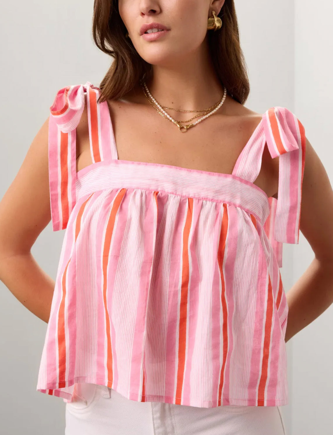 Blockprints Emma Tank - Barbie Pink/Ferarri Red