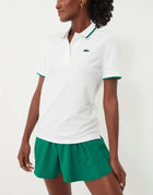 Lacoste UV Protect Stripe Collar Tennis Polo - White/Green