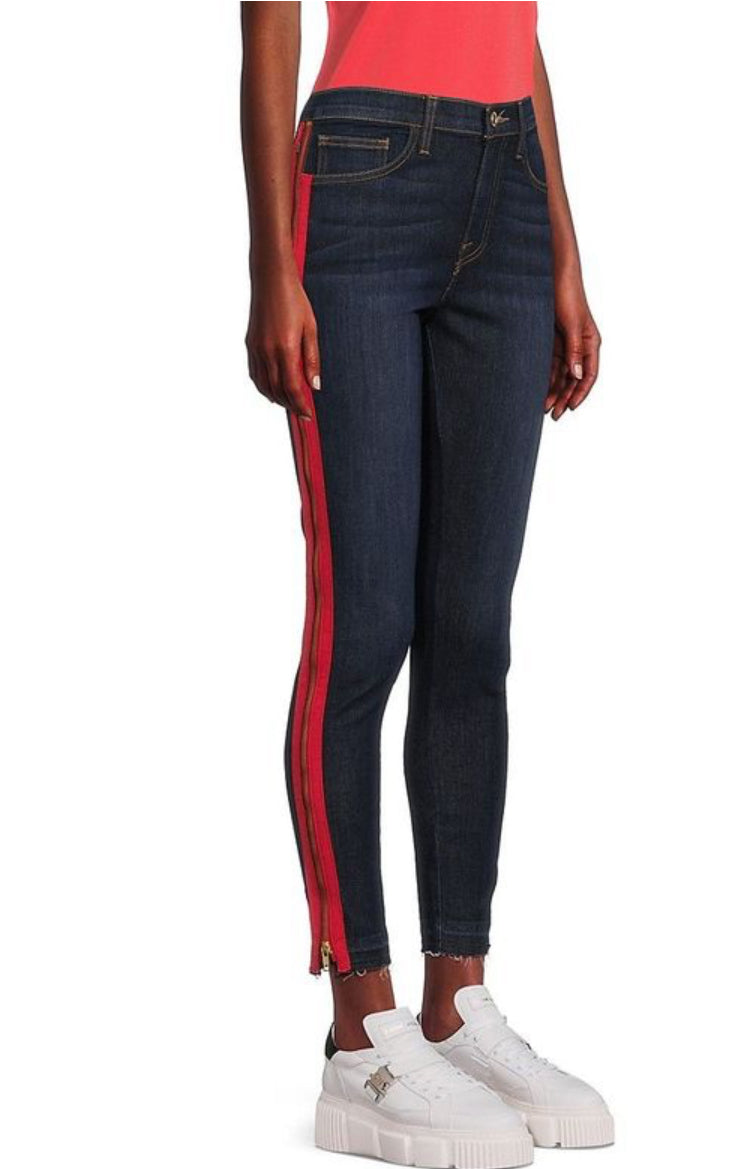 Etienne Marcel Mid Rise Side Striped Cropped Skinny Jeans