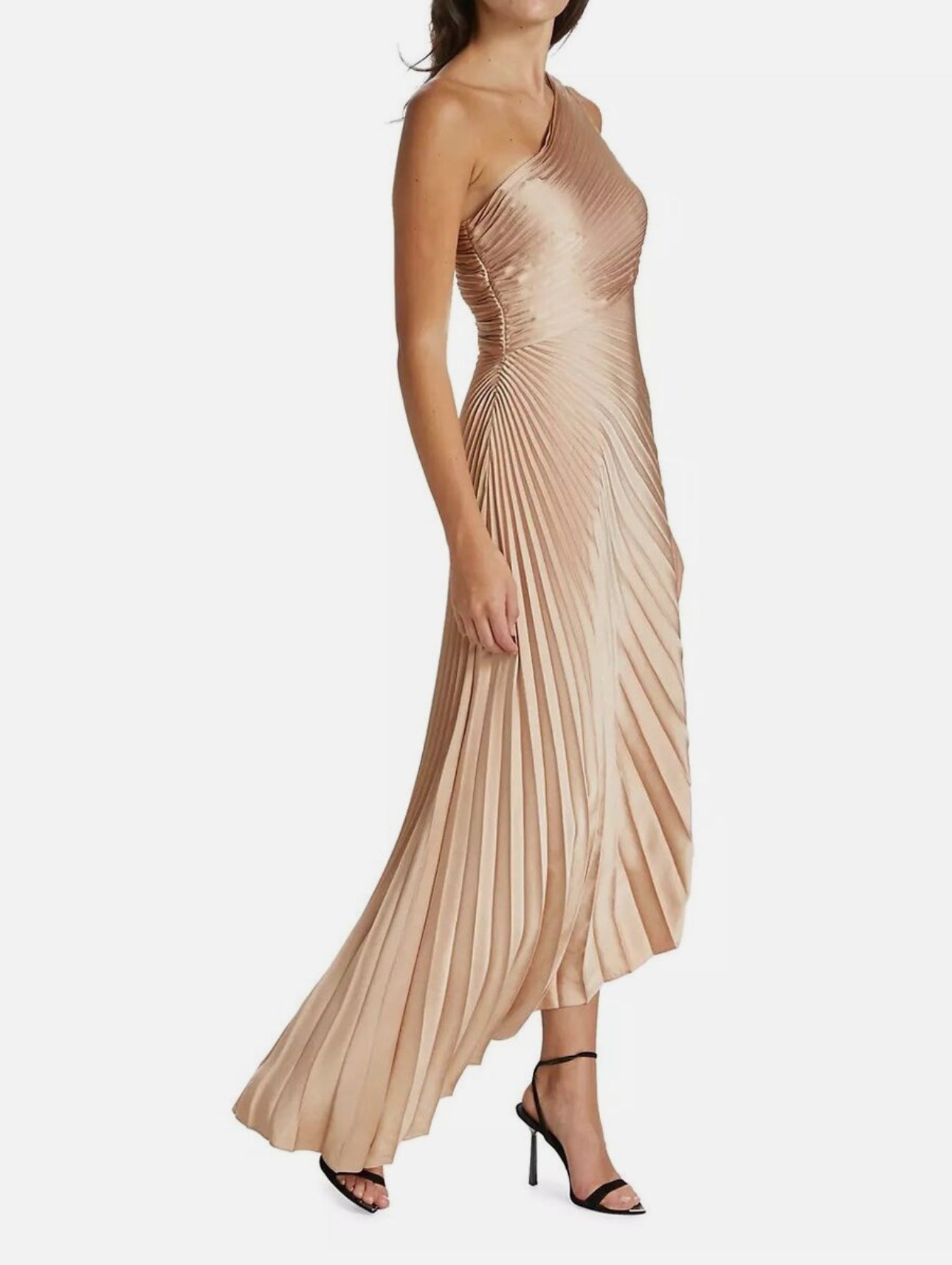 A.L.C. Delfine Pleated One-Shoulder Midi Dress