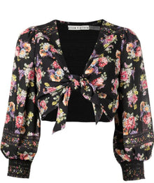 Alice + Olivia Balloon Sleeve Crop Top - Magnolia Floral