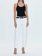 Pistola Lexi Mid Rise Bowed Straight Jean - Luxe Vintage White