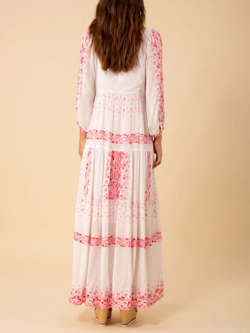 Hale Bob Emery Embroidered Maxi Dress - Fuschia