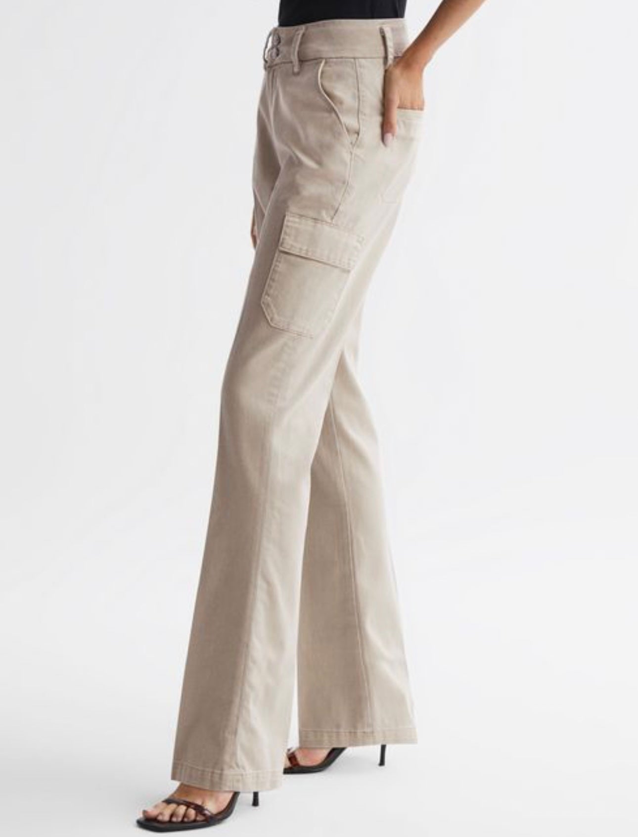 Paige Dion Flare Leg Utility Jeans - Vintage Warm Sand