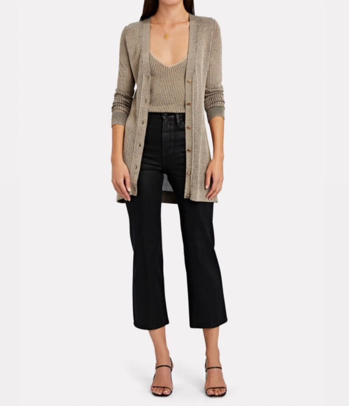 L'Agence Millie V-Neck Cardigan - Taupe