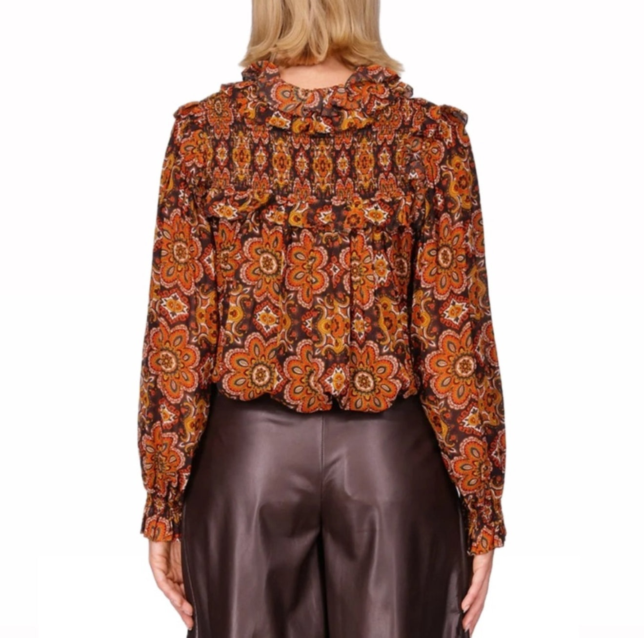 Cara Cara Michelle Blouse - Scarf Medallion Chai Tea