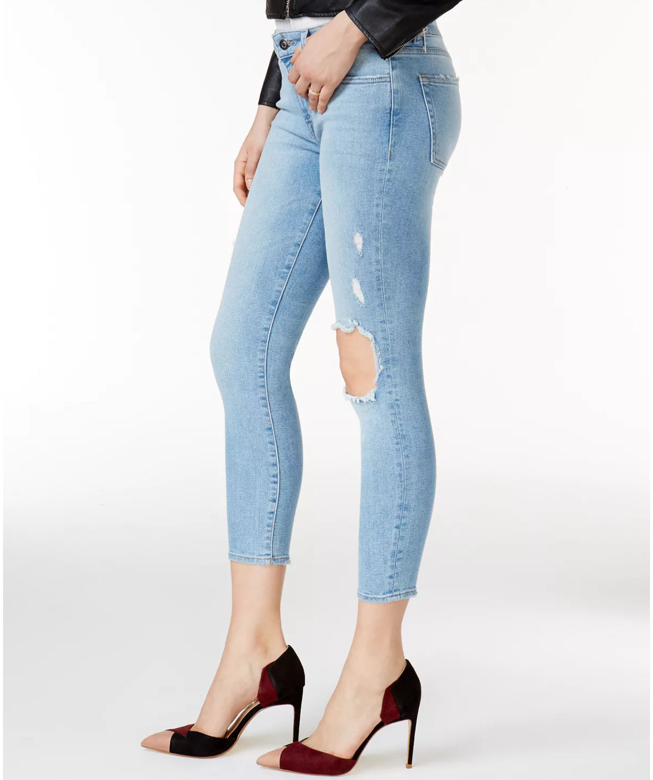 DL1961 Florence Crop Mid Rise Instascuplt Skinny Ripped Jeans - Clifton