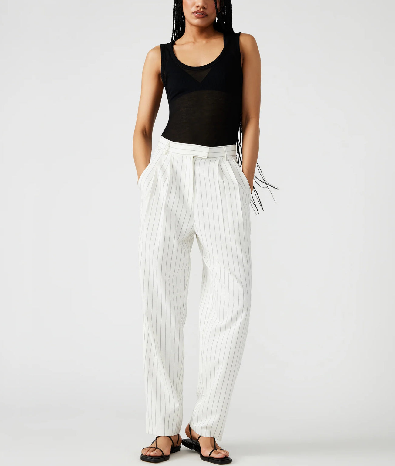 Steve Madden Rumi Pants - White Pinstripe