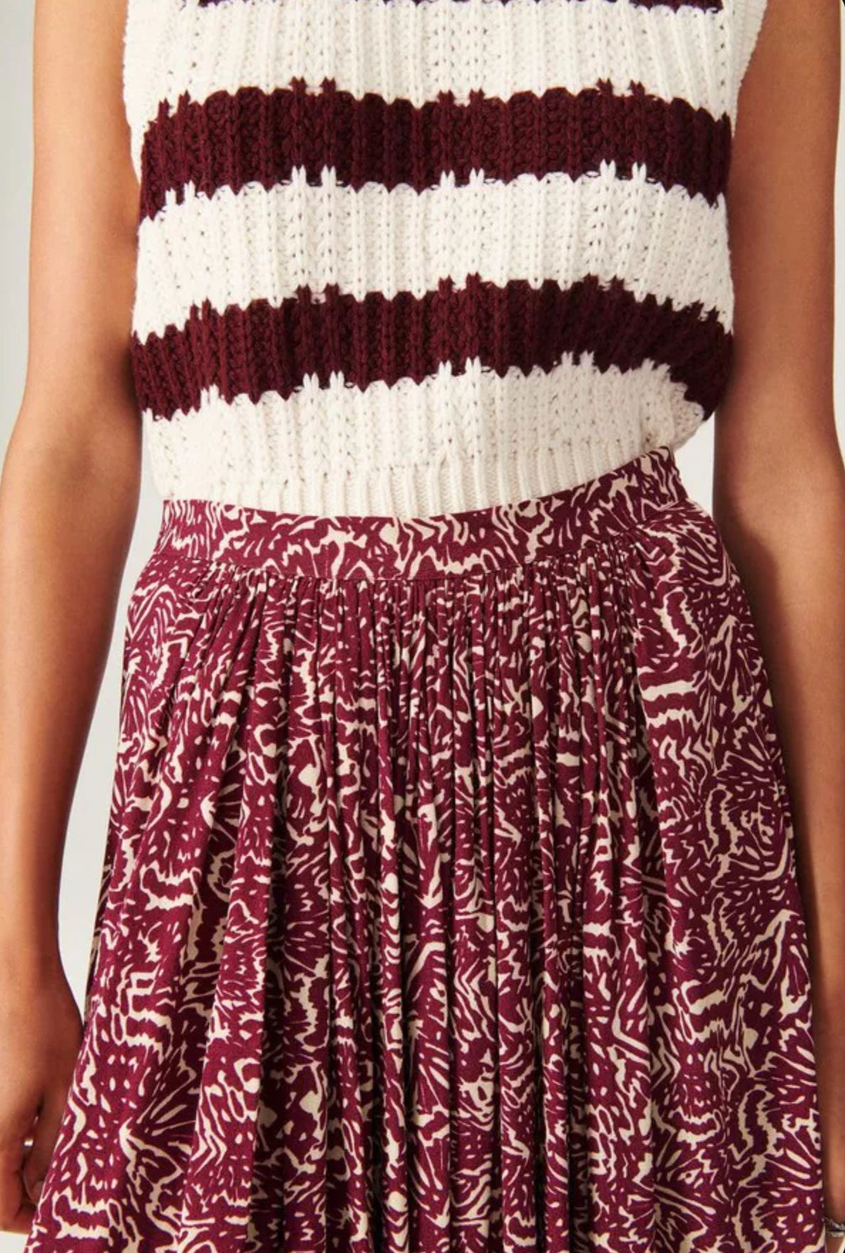 ba&sh Lenny Printed Skirt - Raisin