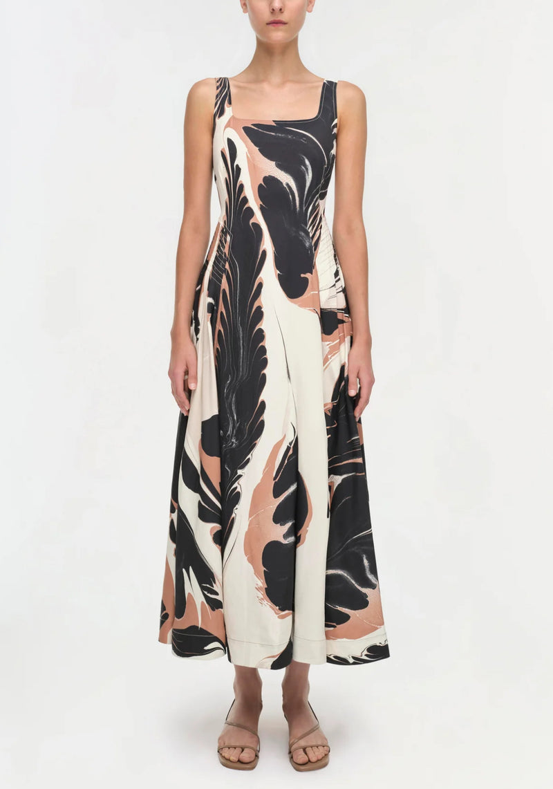 SIMKHAI Paola Dress - Camel Ink Blot
