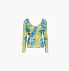 GANNI Floral‎ Mesh Scoop Neck Top