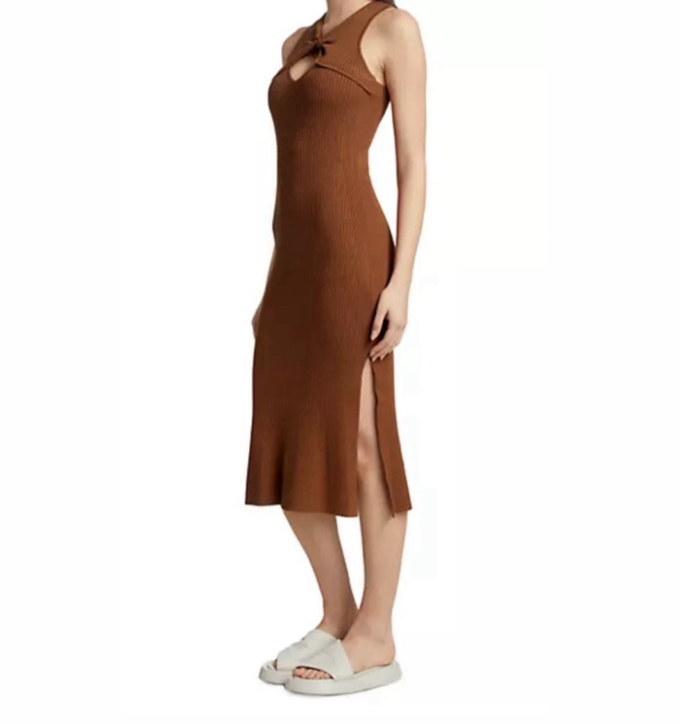 dh New York Addison Rib Knit Midi Dress - Chestnut
