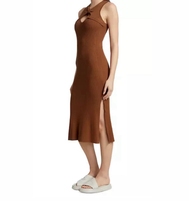 dh New York Addison Rib Knit Midi Dress - Chestnut