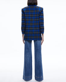 Alice + Olivia Ashley Oversized Blazer - Schoolgirl Plaid Sapphire