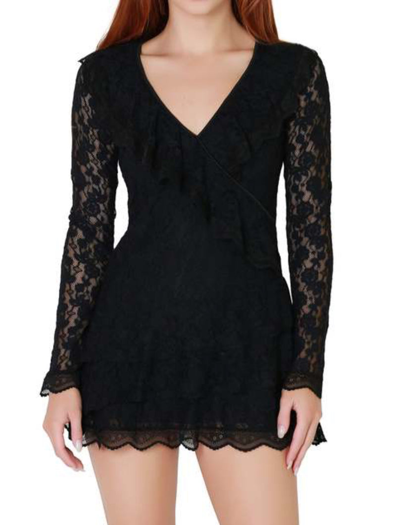 LoveShackFancy Athala Mini Dress - Black