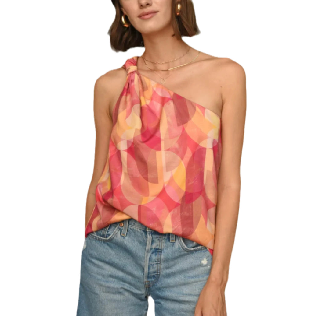 Greylin Diedre One Shoulder Top - Fuchsia/Yellow