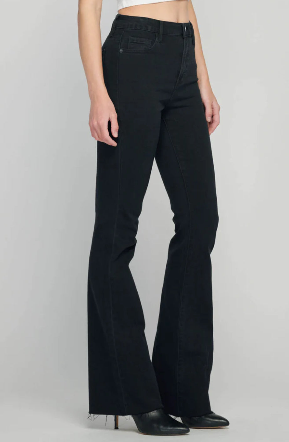 Hidden Jeans Happi Jet Black 33" Inseam Raw Hem Flare