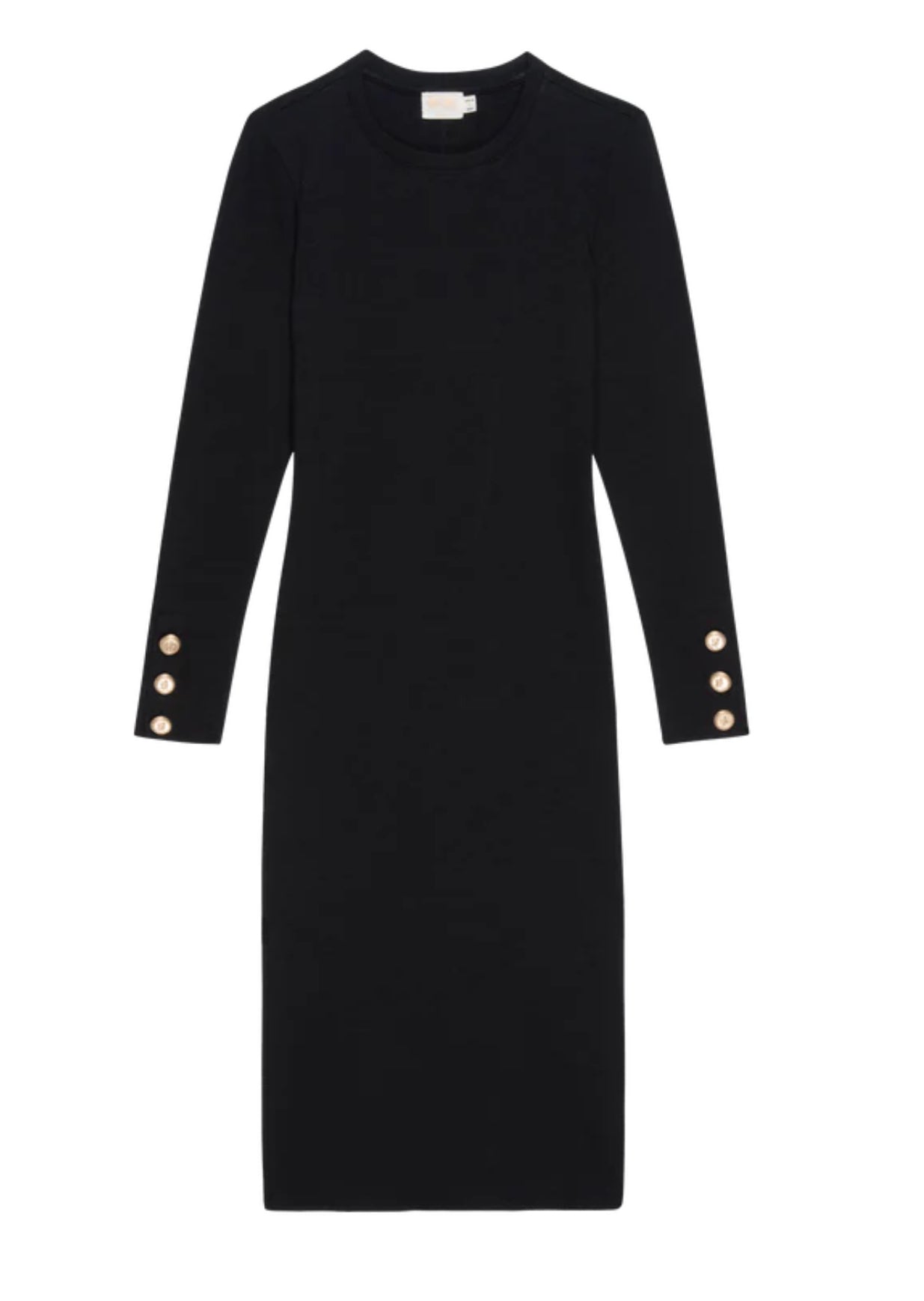 Nation Ltd Theo Contrast Midi Dress With Gold - Jet Black