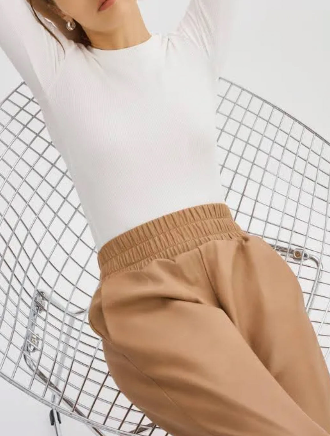 LaRoque Nineta Leather Joggers - Sesame