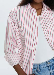 Pistola Samantha Oversized Button Up Shirt - Ruby Stripe