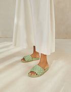 Loeffler Randall Sonnie Woven Leather Sandals - Sage