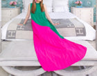 Sail to Sable Emma Pleated Maxi Dress - Forest/Watermelon