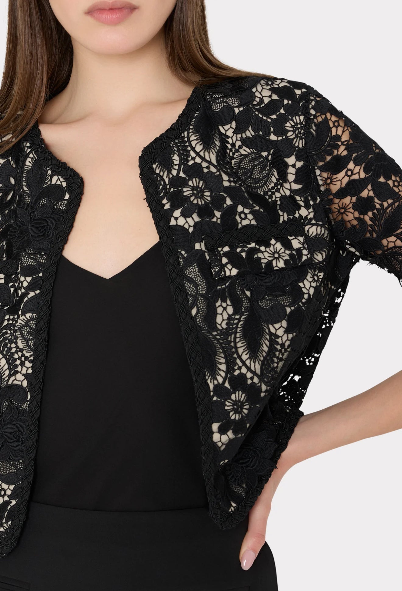 MILLY 3D Garden Lace Jacket - Black
