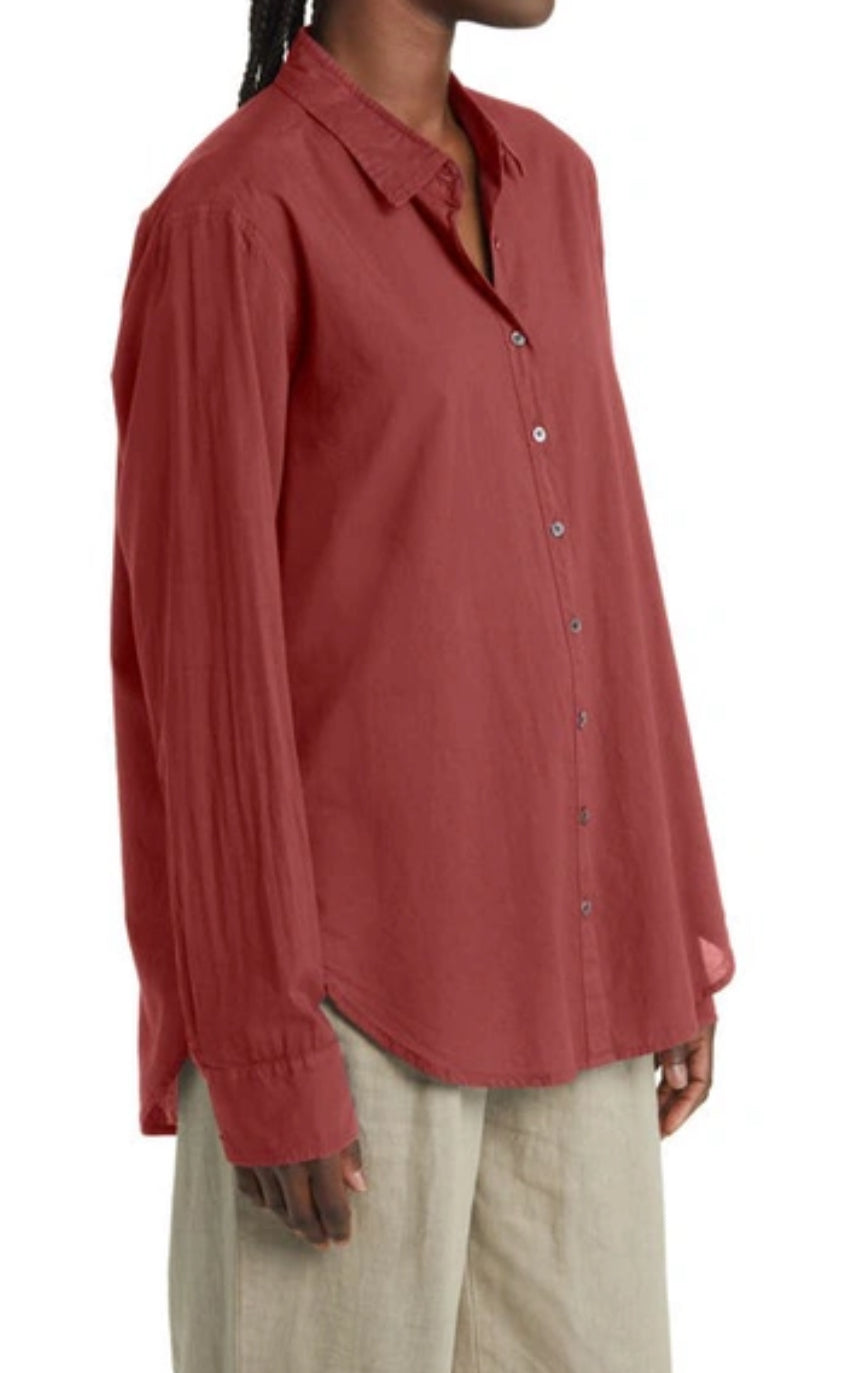 Xirena Beau Cotton Shirt - Brick Red