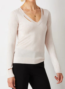 ecru V-Neck With Cut Outs - Jasmine