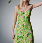 Saloni Cameron Dress in Bouquet - Lime Poppies