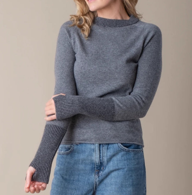 Margaret O’Leary Thumbhole Crew - Pewter/Charcoal