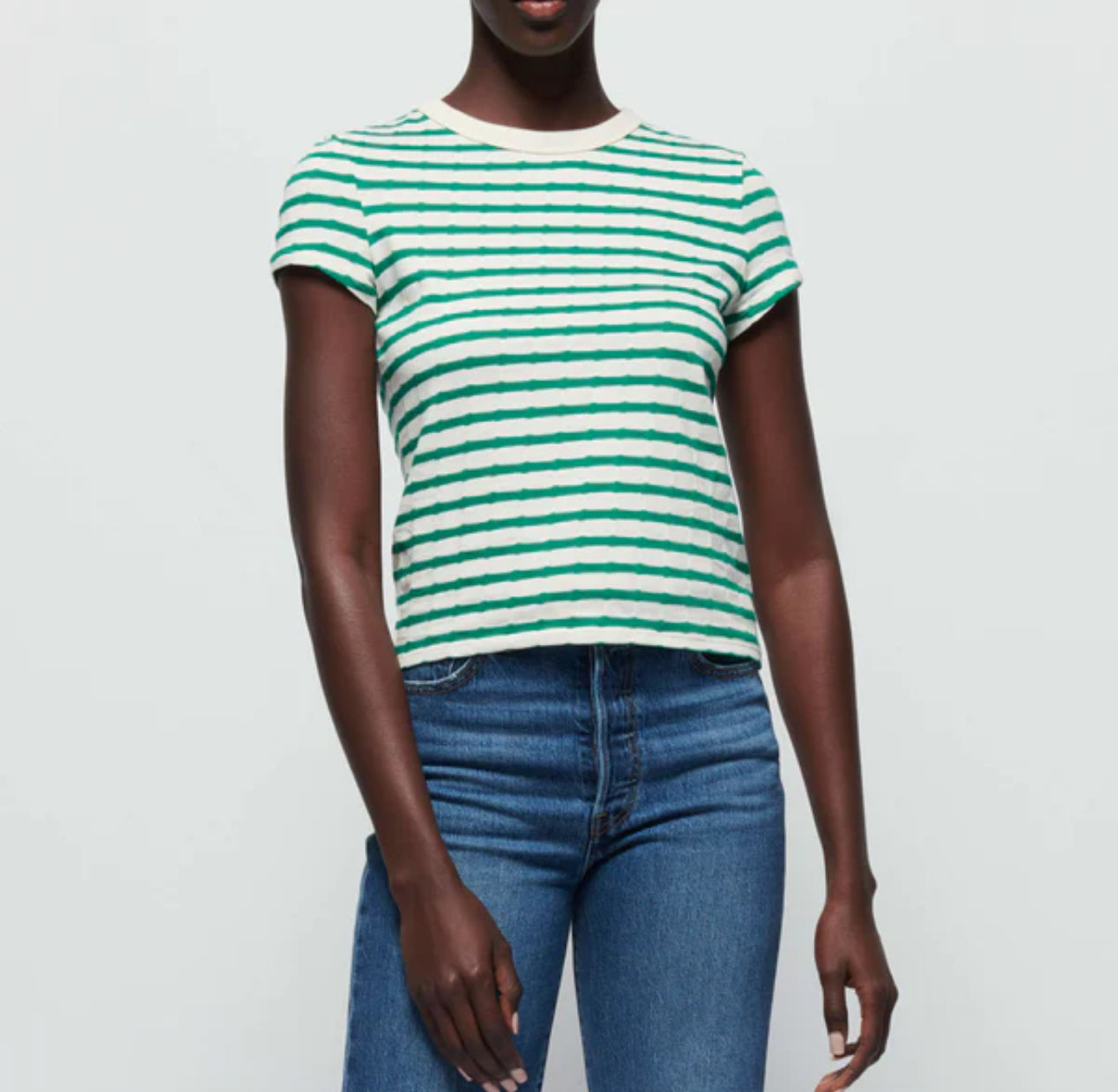 Nation Ltd Laurence Tee - Verdant Green Stripe