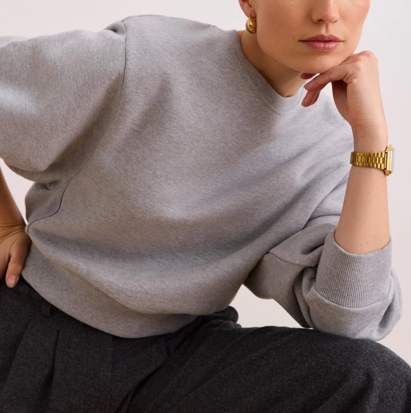 Lune Zoe Padded Shoulder Sweater - Grey Melange