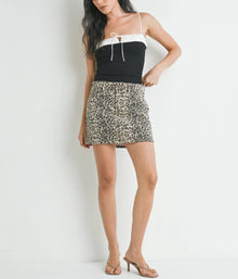 Just Black Denim Leopard Skirt