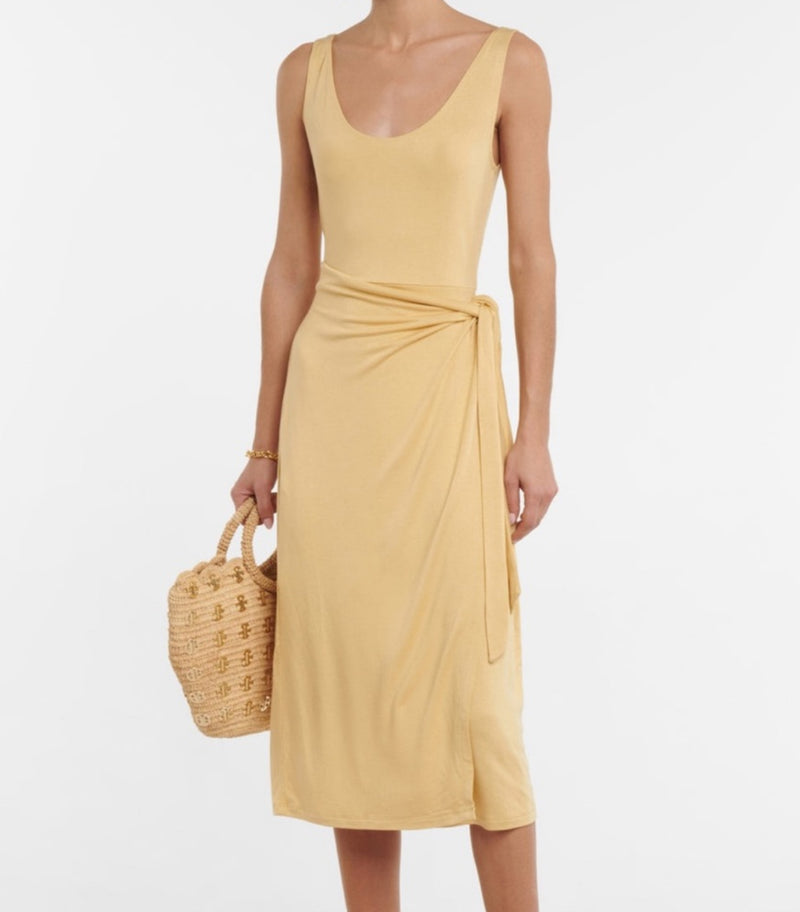 Vince Scoop Neck Camisole Wrap Dress - Warm Sand