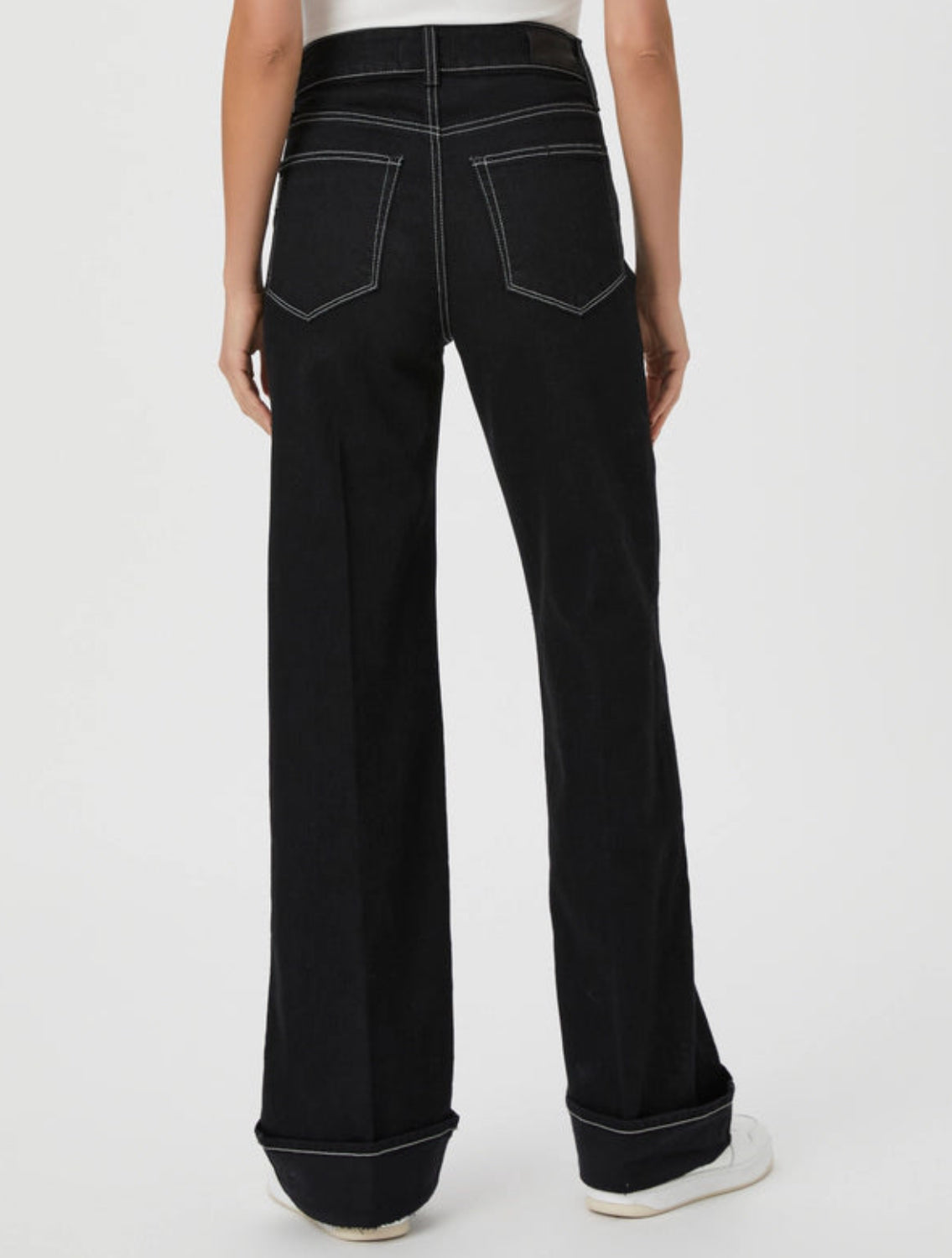 Paige Sasha 32″ Wide Cuff Jean – Twilight Black