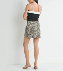 Just Black Denim Leopard Skirt