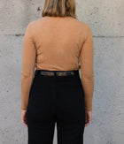 ecru Mock Neck Top - Camel