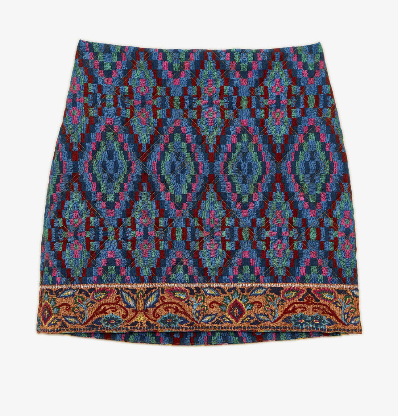 Farm Rio Blue Tapestry Scarf Mini Skirt