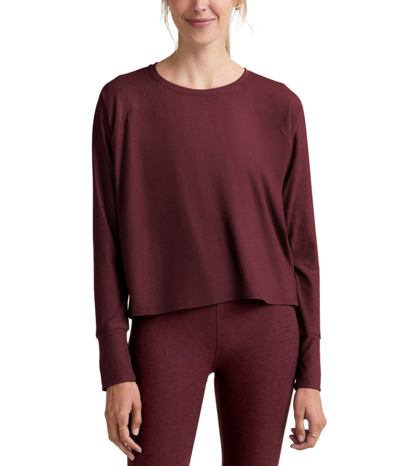 Beyond Yoga Featherweight Daydreamer Pullover - Midnight Burgundy Heather