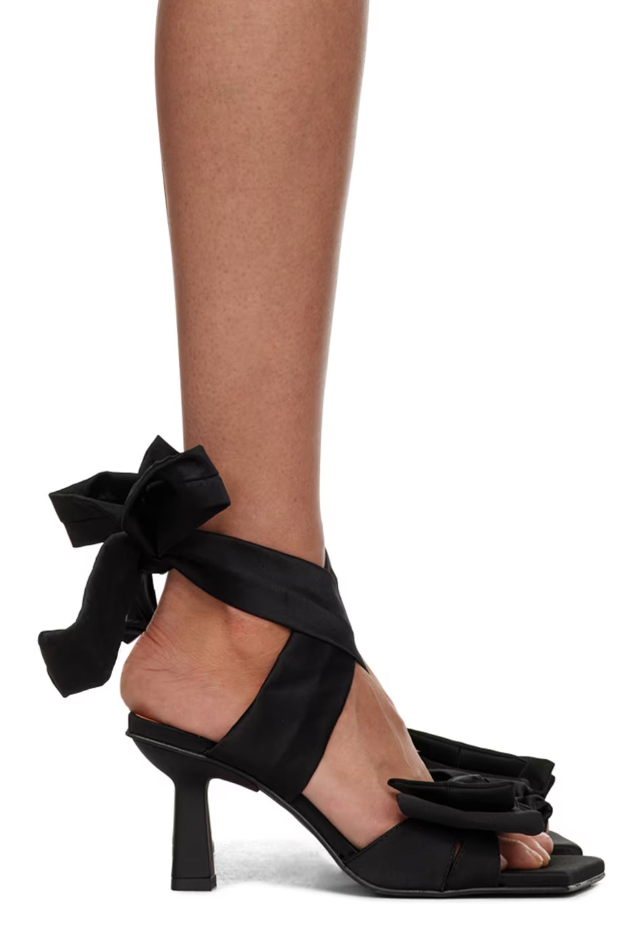 GANNI Soft Bow Heeled Sandals - Black