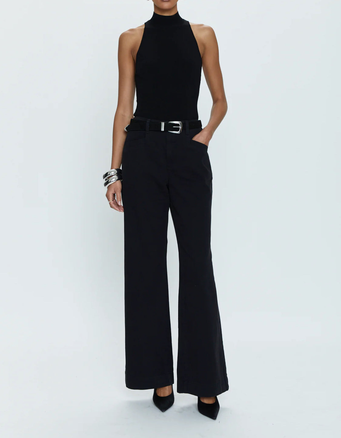 Pistola Jasmine High Rise Wide Leg Trouser - Black