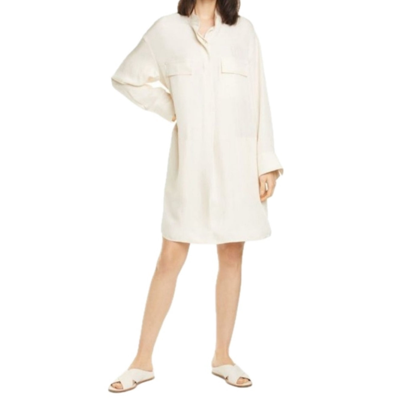 Vince Utility Silk Shirt Dress - Fennel