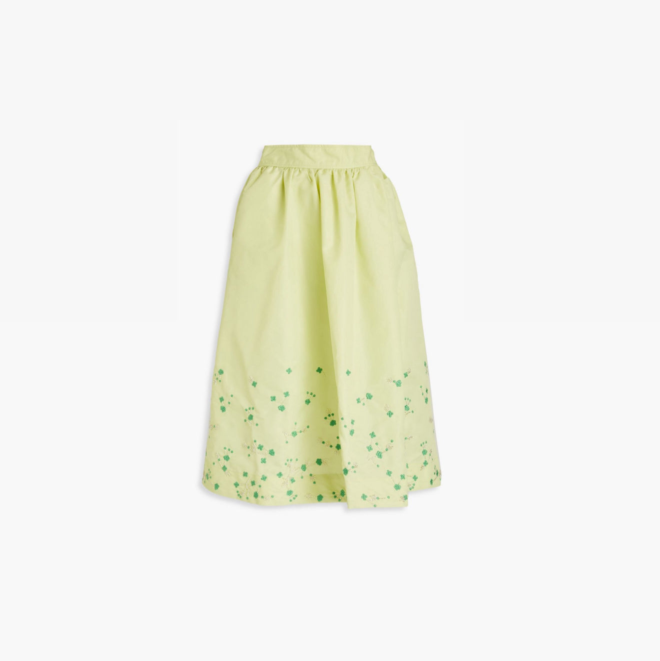 GANNI Taffeta Embroidered Skirt - Lily Green