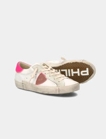 Philippe Model PSRX Low Sneaker - White & Fuchsia