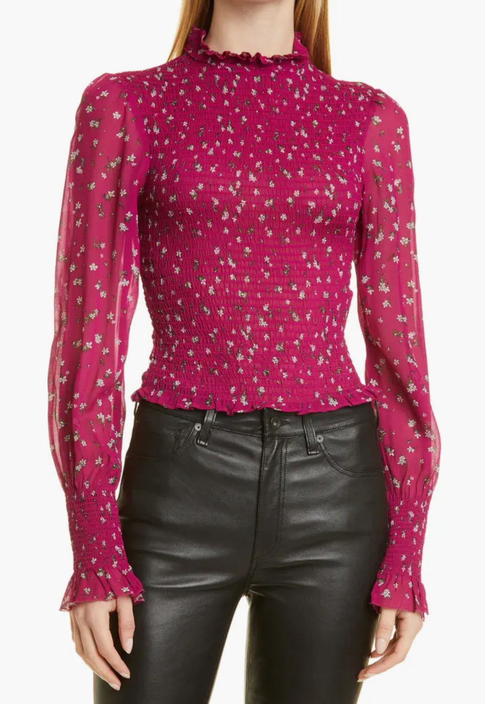 rag & bone Kayden Floral Smocked Bodice Blouse