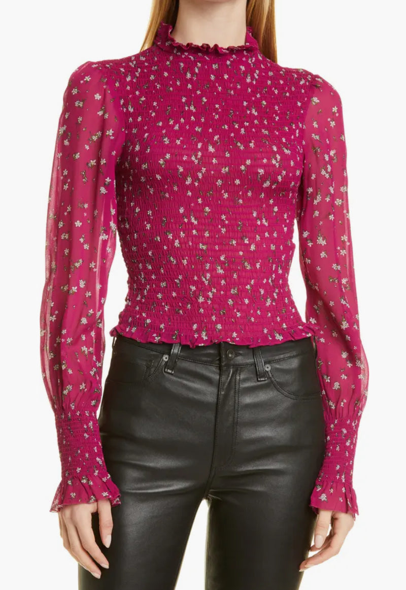 rag & bone Kayden Floral Smocked Bodice Blouse
