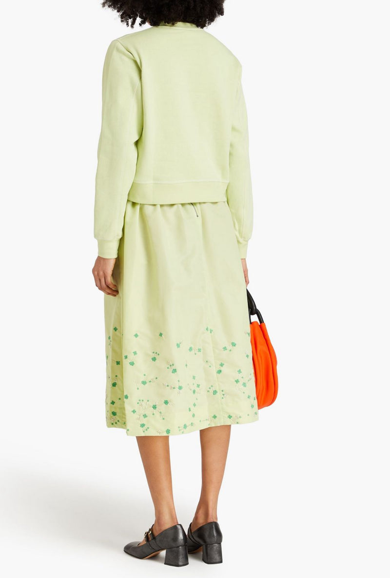 GANNI Taffeta Embroidered Skirt - Lily Green